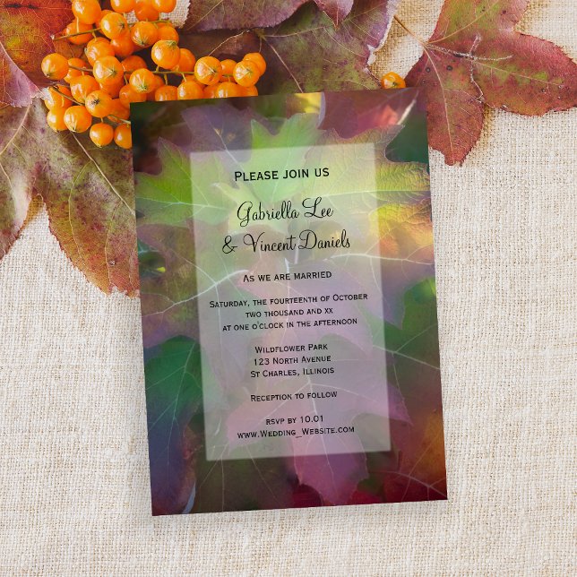 Invitation Mariage Hydrangea Leaf Chêne Automne (Fall in Love with this natural Autumn foliage wedding invitation.)