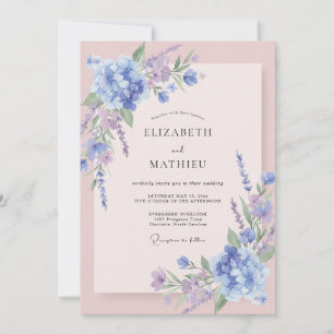 Invitation Mariage Hydrangea Lilas Eucalyptus Pervenche