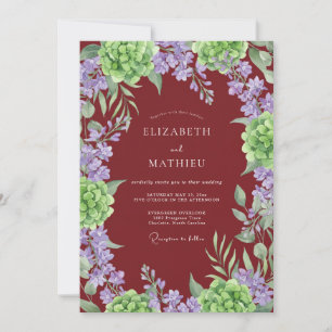 Invitation Mariage Hydrangea Luxuriant Bourgogne