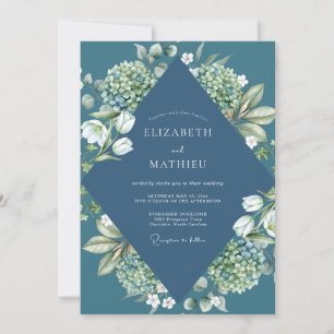 Invitation Mariage Hydrangea Tulipe Eucalyptus Ardoise