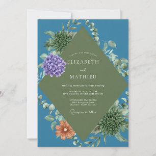 Invitation Mariage Hydrangea Violette Eucalyptus Cuivré