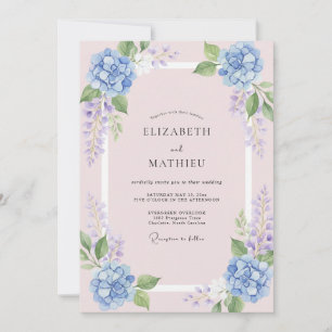 Invitation Mariage Hydrangea Wisteria Pervenche