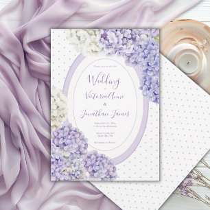 Invitation Mariage Hydrangeas Blanc Violet à pois