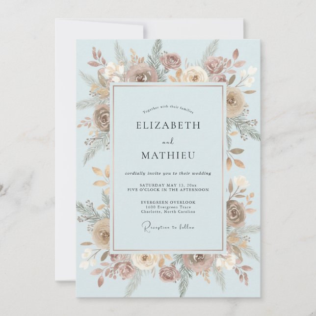 Invitation Mariage Ice Taupe Bloom (Devant)