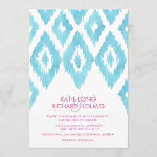 Invitation Mariage Ikat bleu