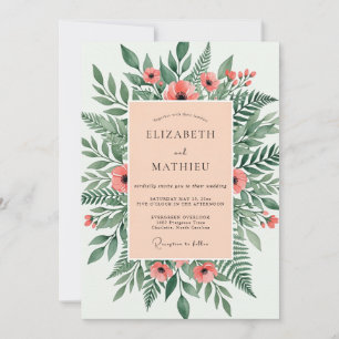 Invitation Mariage Illustratif en Forêt de Saumon