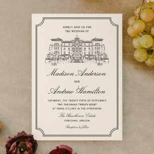Invitation Mariage Illustration Domaine Classique
