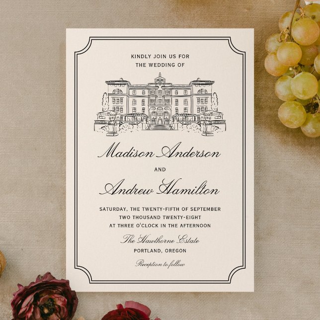 Invitation Mariage Illustration Domaine Classique (Créateur téléchargé)