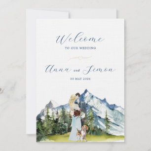 Invitation Mariage Illustré de Montagne Rustique 