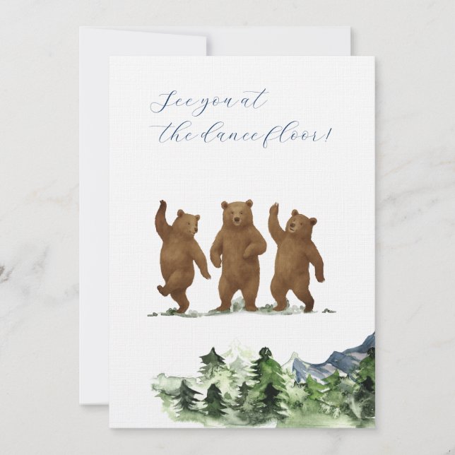 Invitation Mariage Illustré de Montagne Rustique  (Devant)