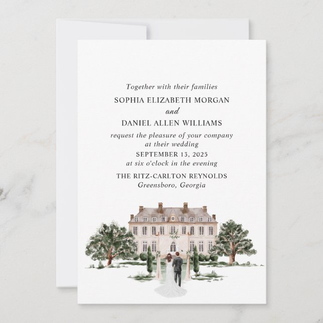 Invitation Mariage immobilier rustique (Devant)