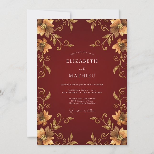Invitation Mariage impérial d'automne en Bourgogne (Devant)