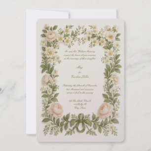 Invitation Mariage Imprimé de Bordure de Couleur Florale Bota