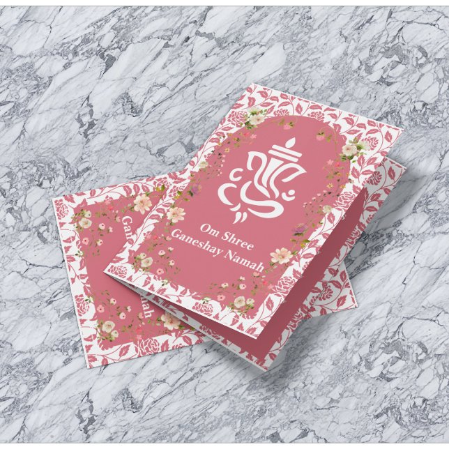 Invitation Mariage indien à arches florales roses (Créateur téléchargé)