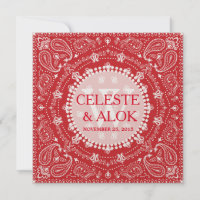 Mariage indien Bohemian Red & White Paisley
