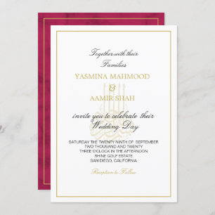 Invitation Mariage indien de Bismillah Gold de Bourgogne isla