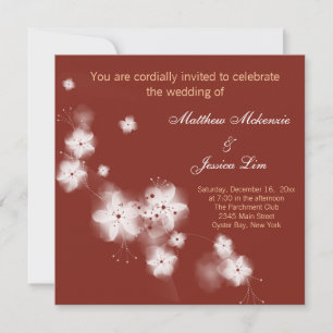 Invitation Mariage indien de fleurs de cerisiers rouges
