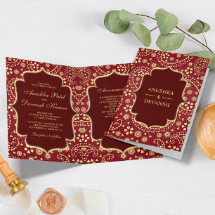 Invitation Mariage indien de style Bollywood à motifs paisley