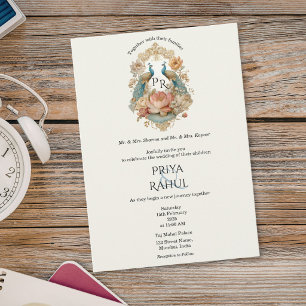 Invitation Mariage indien élégant et luxueux de style vintage