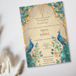 Invitation Mariage indien élégant et luxueux de style vintage