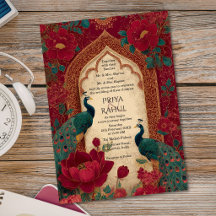 Mariage indien élégant vintage marron or paon