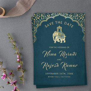Invitation Mariage Indien Enregistrer La Date Gold Ganesha In