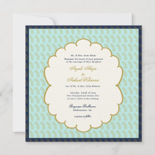 Invitation Mariage indien Ganesh Aqua & Gold