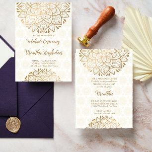 Invitation Mariage indien Golden mandala Mehndi