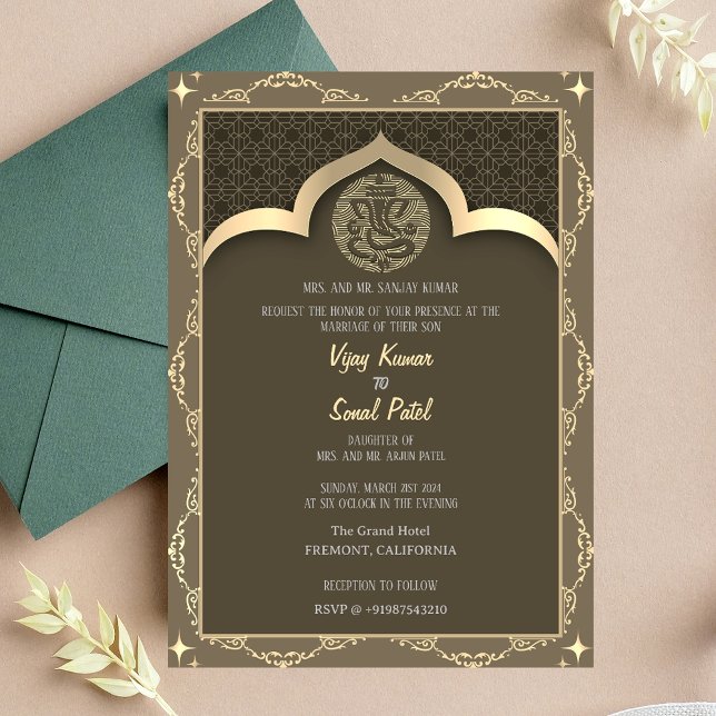 Invitation Mariage indien hindou Ganesha avec des éléments do (Créateur téléchargé)