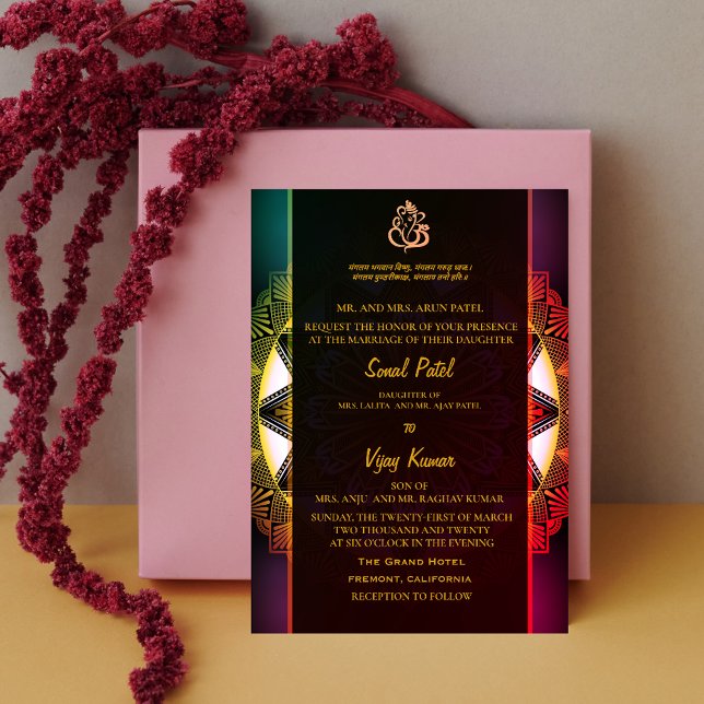 Invitation Mariage indien hindou Ganesha & Chakra (Créateur téléchargé)