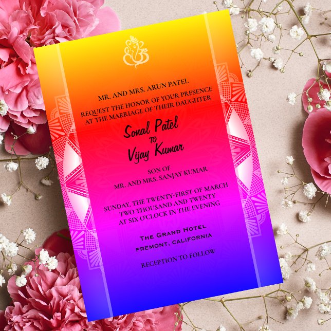 Invitation Mariage indien hindou Ganesha & Chakra Rainbow (Créateur téléchargé)