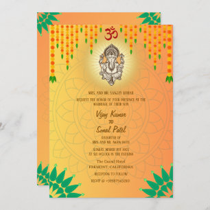 Invitation Mariage indien hindou Ganesha Image personnalisée