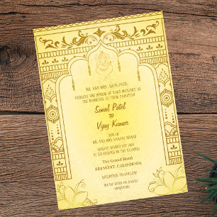 Invitation Mariage indien hindou Ganesha Royal Golden