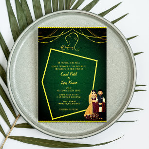 Invitation Mariage indien hindou Ganesha Royal Golden