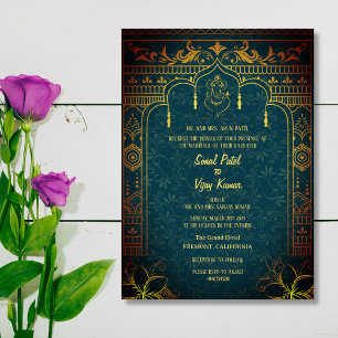 Invitation Mariage indien hindou Ganesha Royal Golden
