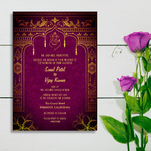 Invitation Mariage indien hindou Ganesha Royal Golden