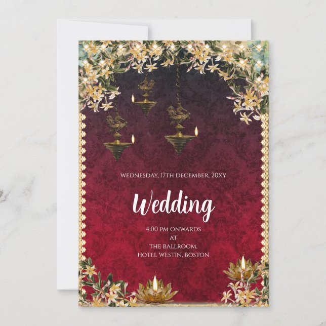 Invitation Mariage indien hindou numérique (Devant)