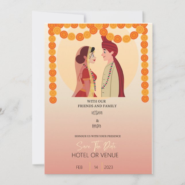 INVITATION MARIAGE INDIEN INVITE BOLLYWOOD (Devant)