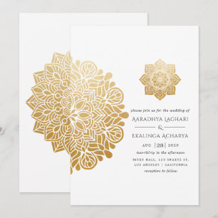 Invitation Mariage indien Mandala d'Or