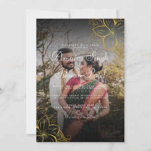 Invitation Mariage indien Mehndi moderne & traditionnel Gold