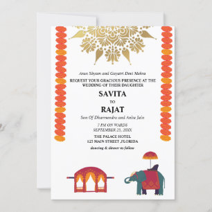 Invitation Mariage indien moderne créatif