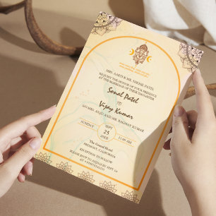 Invitation Mariage indien moderne Ganesha Logo Chakra