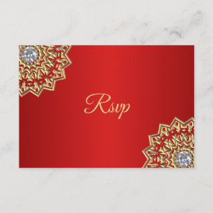 Invitation Mariage indien personnalisé Mandala RSVP Or Rouge