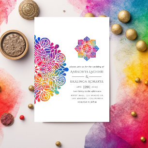 Invitation Mariage indien Rainbow Mandala