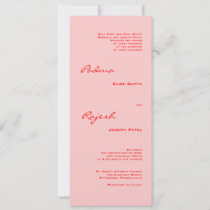 Invitation Mariage indien rose et rouge Paisley