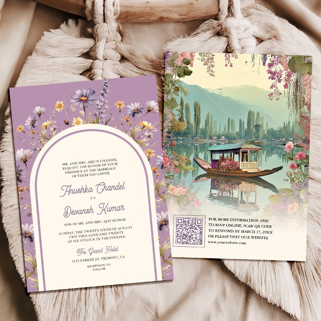Invitation Mariage indien Shikara Kashmir lac Dal (Créateur téléchargé)