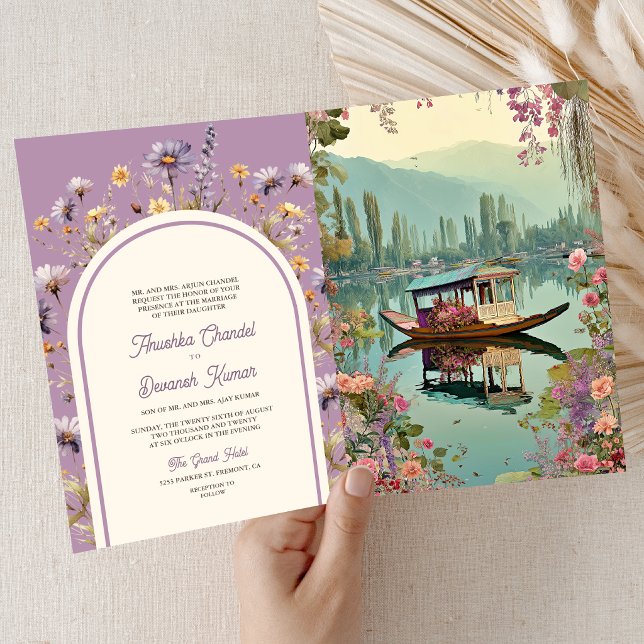 Invitation Mariage indien Shikara Kashmir lac Dal (Créateur téléchargé)