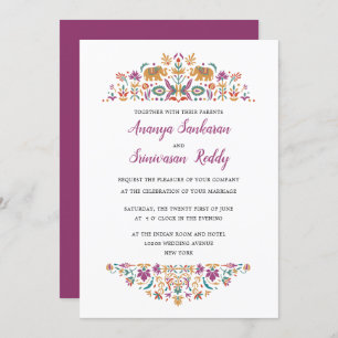 Invitation Mariage indien violet fleur