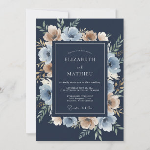 Invitation Mariage Indigo Champagne Petal