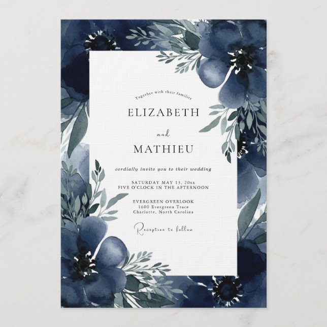 Invitation Mariage Indigo Humeur Fleurie (Devant)